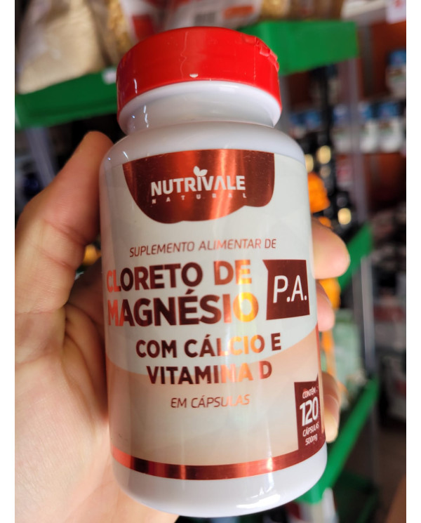 Cloreto de Magnésio P.A. com Cálcio e Vitamina D 120 cápsulas - Nutrivale